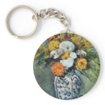 Orange Dahlias in a Vase of Delft, Paul Cezanne fl keychains