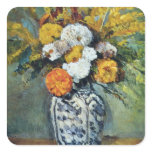 Orange Dahlias in a Vase of Delft, Paul Cezanne fl stickers