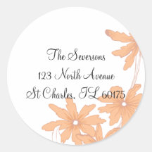 Orange Daisies Return Address Round Stickers