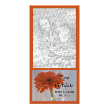 Orange Daisy Save the Date Announcement Photo Card