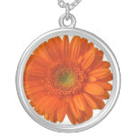 Orange Daisy Sterling Silver Necklace