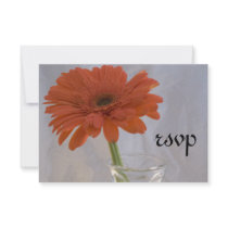 Orange Daisy Wedding RSVP Response Card Custom Invite