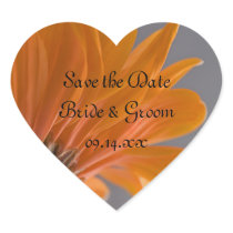 Orange Daisy Wedding Save the Date Stickers