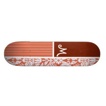 Orange Damask Pattern Custom Skateboard