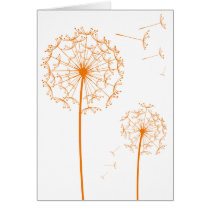 orange dandelion greeting cards