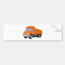 Orange Dump Truck Cartoon Bumper Sticker