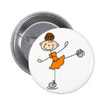 Orange Figure Skater Button