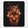 Orange Flaming Skull Mouse Pad