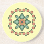 Orange Floral Quilt Square Coaster