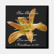 Orange Floral Save the Date magnet