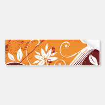 Orange Floral Vines Bumper Stickers