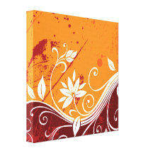 Orange Floral Vines Gallery Wrapped Canvas