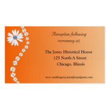 Orange Floral Wedding enclosure cards Business Cards