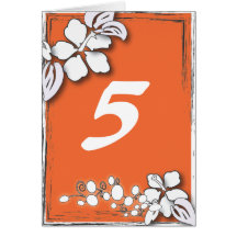 Orange Floral Wedding Table number Card