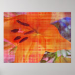Orange Flower Modern Art Colour Poster Print