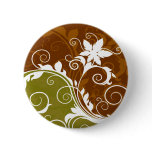 Orange Flower Silhouette Button