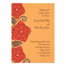 Orange Flower Wedding Invitations