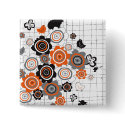 Orange Flowers & Chicks Scrapbook Doodles Button