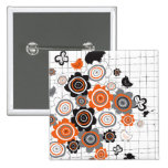 Orange Flowers & Chicks Scrapbook Doodles Button