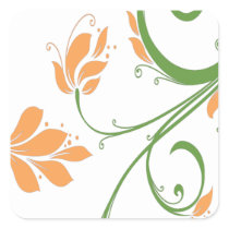 Orange Flowers on White Sticker