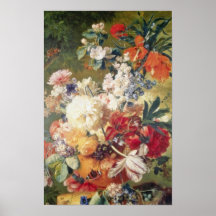 Orange Flowers with Butterfly, Flemish flowers Poster