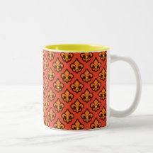 Orange Fluer de Lis Cup Mugs