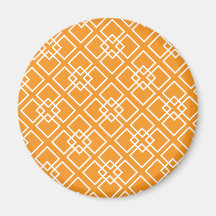Orange Geometric Pattern Monogram Refrigerator Magnets