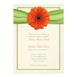 Orange Gerbera Daisy Green Wedding Invitation