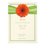 Orange Gerbera Daisy Green Wedding Reply Card Custom Invitations