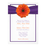 Orange Gerbera Daisy Purple Wedding Invitation