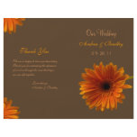 Orange Gerbera Daisy Wedding Program flyers