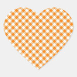 Orange Gingham Background Heart Sticker