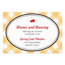 Orange gingham country rustic reception enclosure invitations