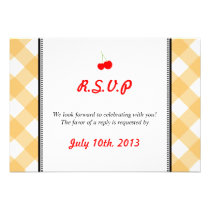 Orange gingham country rustic wedding response invitations