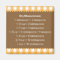 Orange gingham dry measure chart kitchen helper magnets