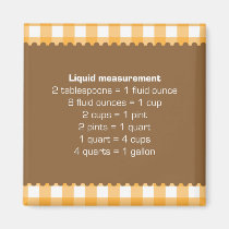Orange gingham liquid measure chart kitchen helper magnets