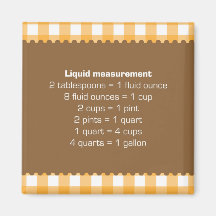 Orange gingham liquid measure chart kitchen helper fridge magnet