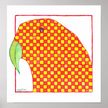 Orange Gingham Parrot Poster
