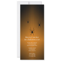Orange glow black spider Halloween invitation card