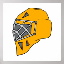 Orange Goalie Helmet Print