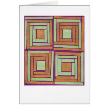 Orange green squares design greeting cards