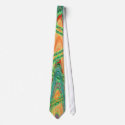 orange green waves ties