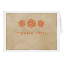 Orange Grunge D20 Dice Gamer Thank You Card
