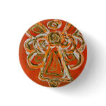 Orange Guardian Angel Button, Pin, or Pendant