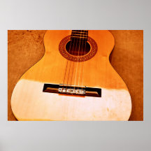 Orange Guitar Poster