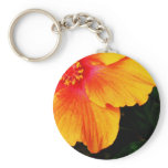 Orange Hibiscus Digital Art Print Keychain
