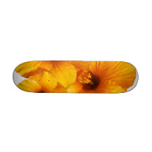 Orange Hibiscus Flower Skateboard