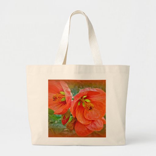 Orange Hibiscus Flowers Canvas Bag