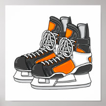 Orange Hockey Skates Poster