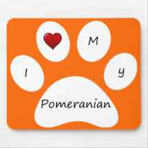 Orange I Love My Pomeranian Mouse Pad